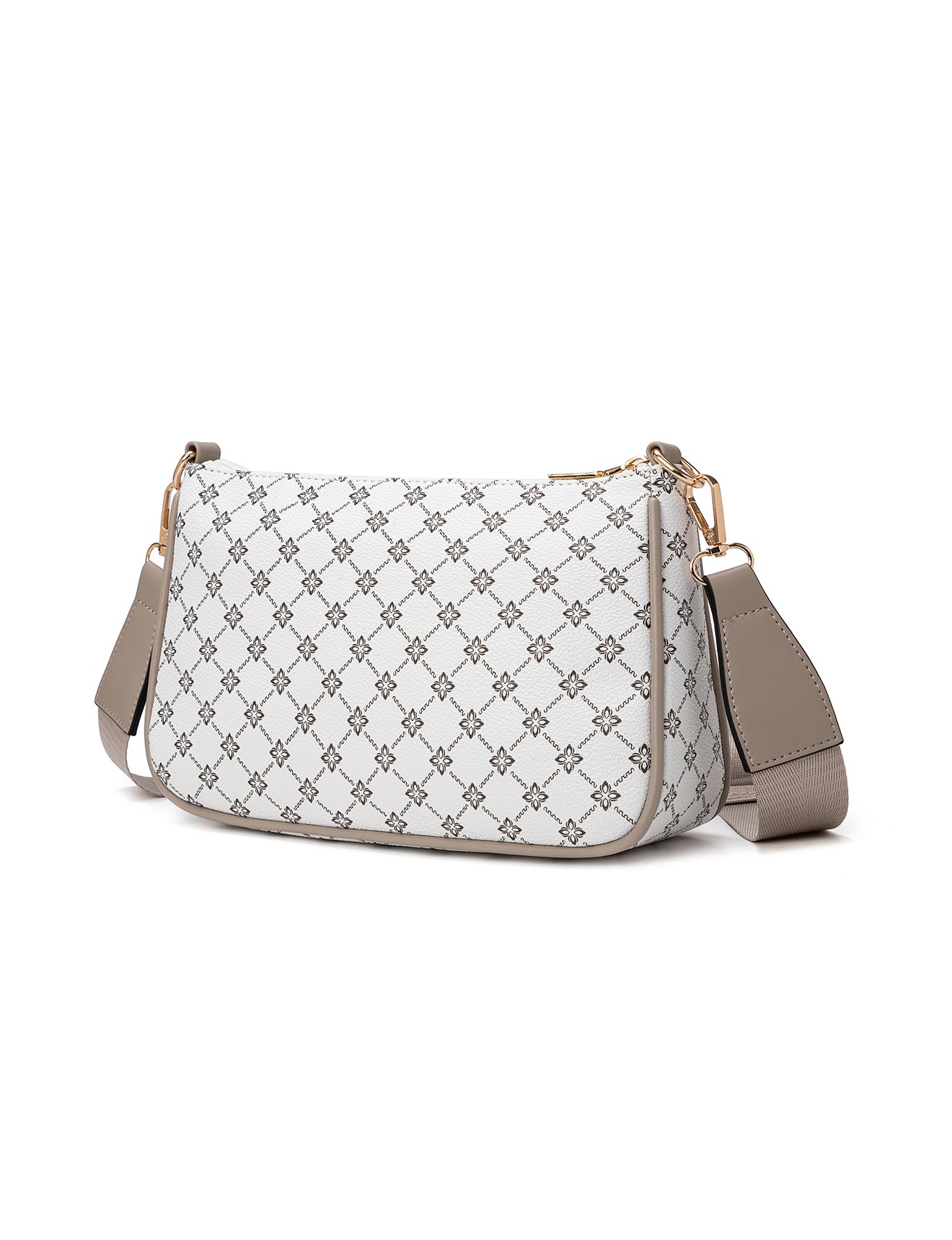 MILANO XBODY BAG WITH REMOVABLE ZIP COIN PURSE - WHITE & TAUPE