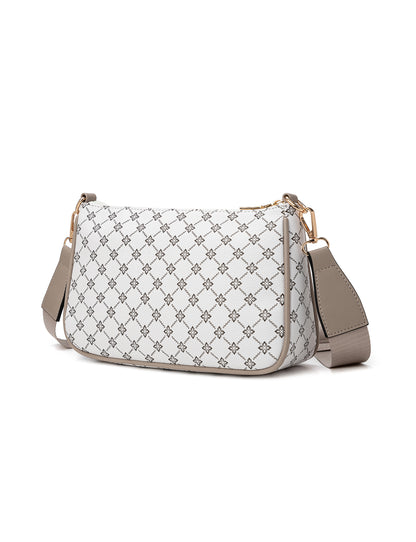MILANO XBODY BAG WITH REMOVABLE ZIP COIN PURSE - WHITE & TAUPE