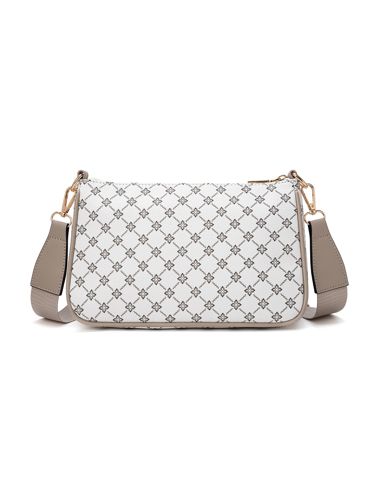 MILANO XBODY BAG WITH REMOVABLE ZIP COIN PURSE - WHITE & TAUPE