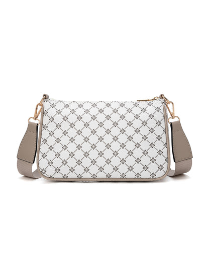 MILANO XBODY BAG WITH REMOVABLE ZIP COIN PURSE - WHITE & TAUPE