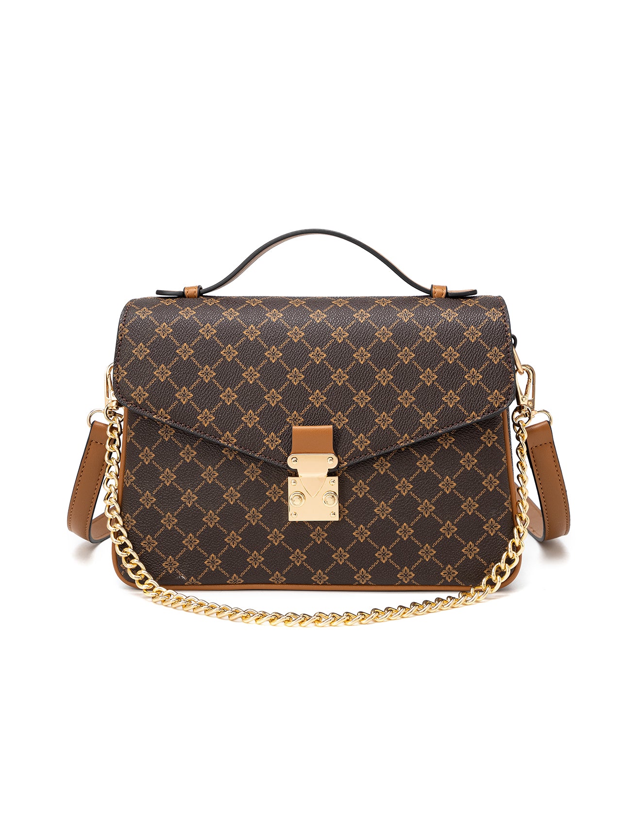 NAPLES TRIPLE COMPARTMENT BAG W/ CHAIN DETAIL AND ADJUSTABLE XBODY STRAP - NAVY