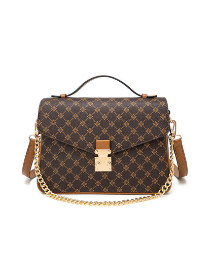 NAPLES TRIPLE COMPARTMENT BAG W/ CHAIN DETAIL AND ADJUSTABLE XBODY STRAP - NAVY
