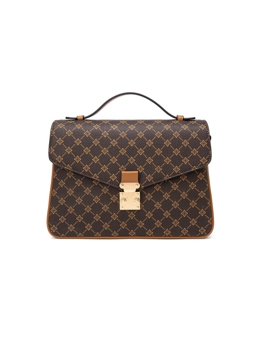 NAPLES TRIPLE COMPARTMENT BAG W/ CHAIN DETAIL AND ADJUSTABLE XBODY STRAP - TAN