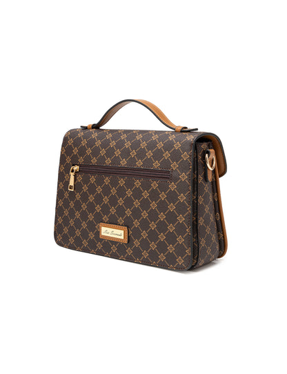 NAPLES TRIPLE COMPARTMENT BAG W/ CHAIN DETAIL AND ADJUSTABLE XBODY STRAP - NAVY