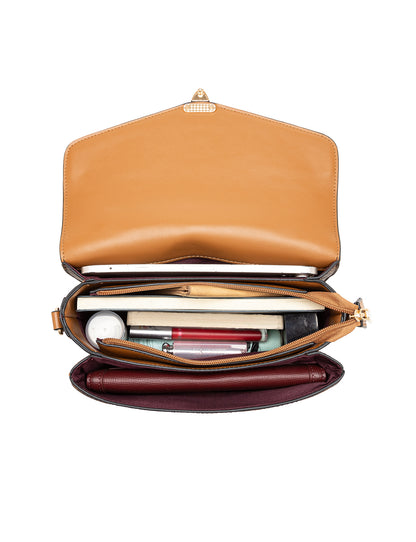 NAPLES TRIPLE COMPARTMENT BAG W/ CHAIN DETAIL AND ADJUSTABLE XBODY STRAP - NAVY