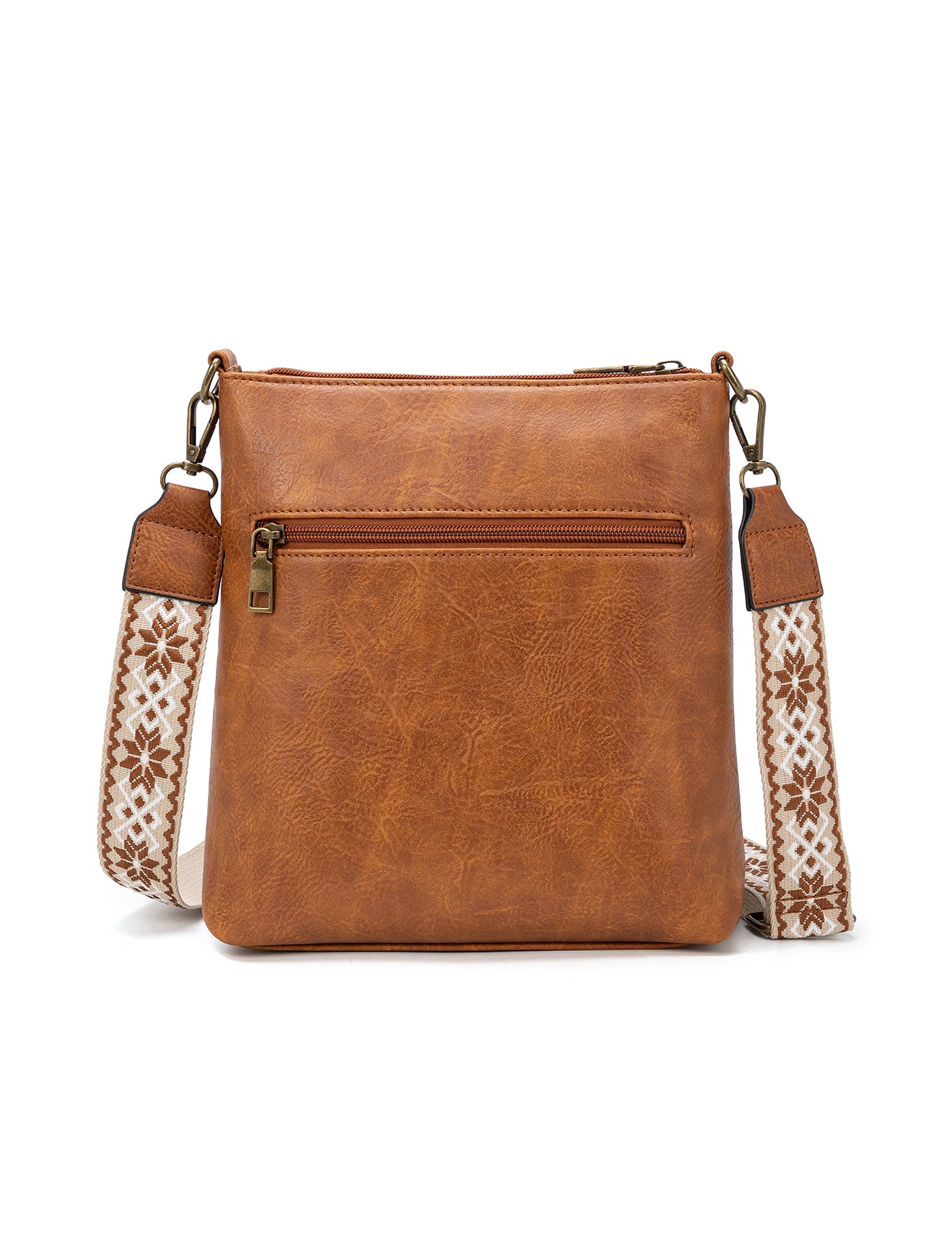 MIRANDA XBODY BAG WITH ZIPS - TAN & WHITE