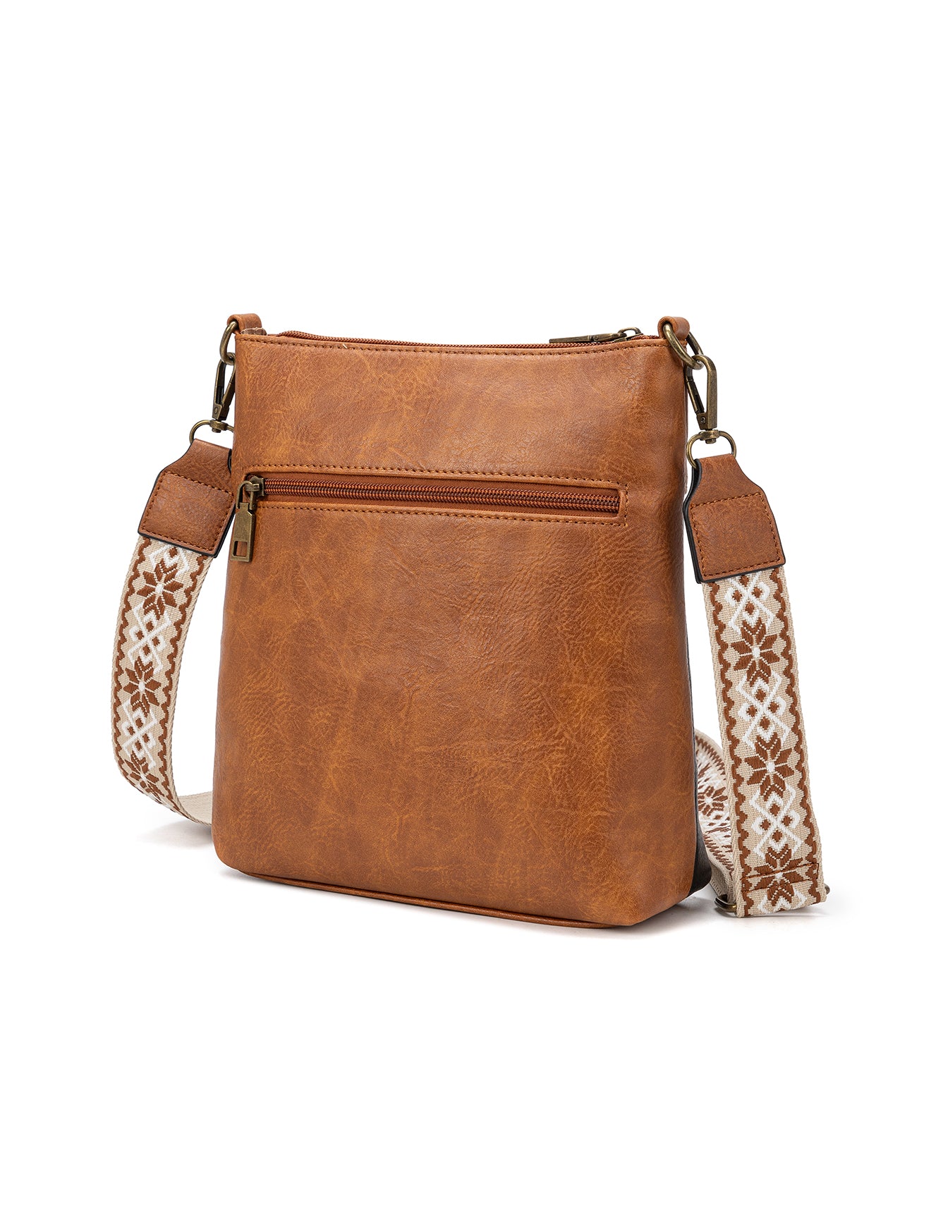 MIRANDA XBODY BAG WITH ZIPS - TAN & WHITE