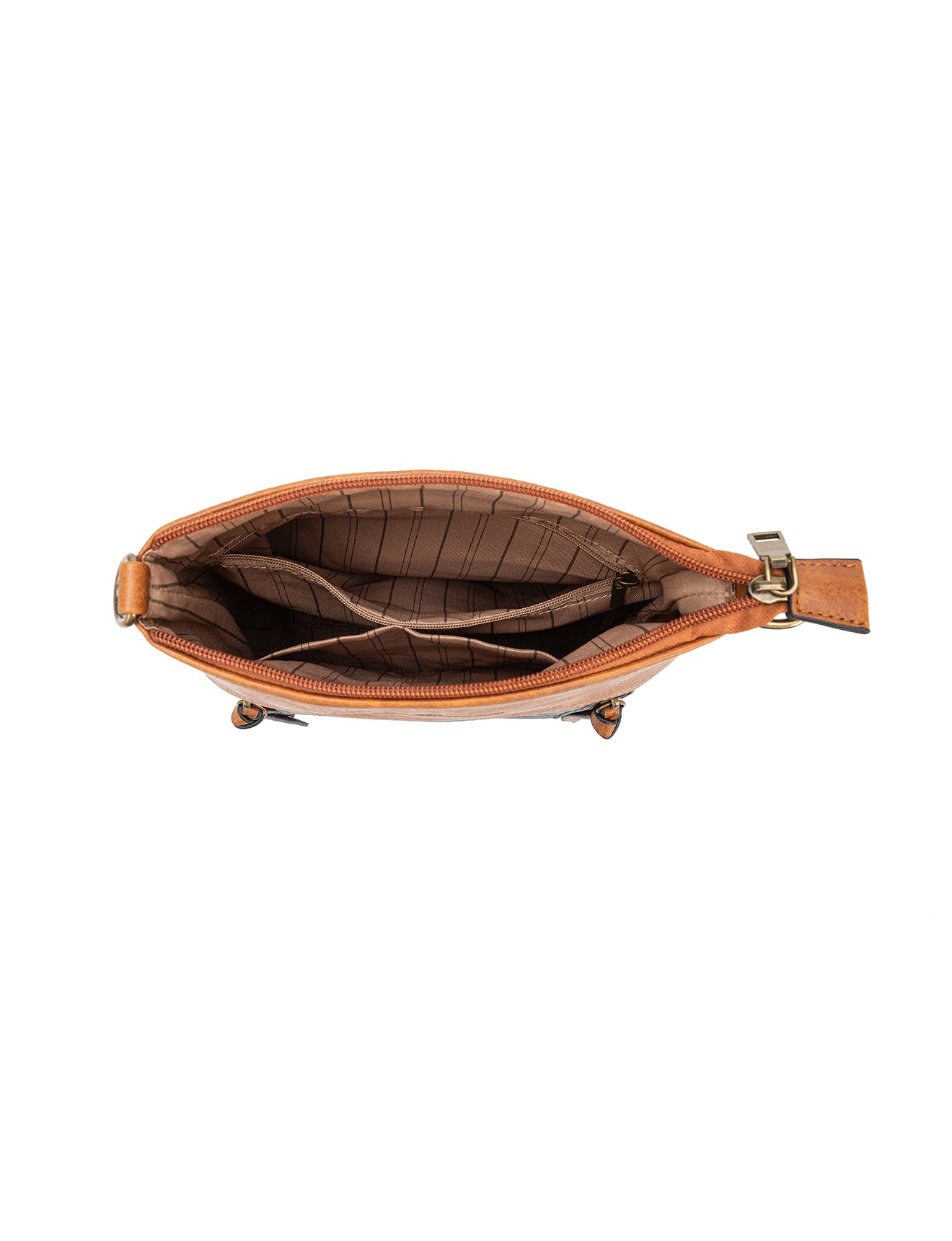 MIRANDA XBODY BAG WITH ZIPS - TAN & WHITE