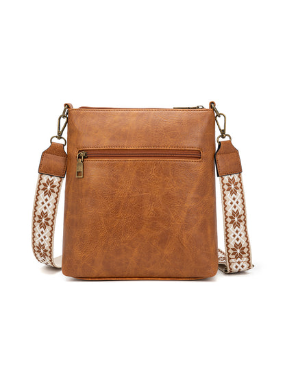 MIRANDA XBODY BAG WITH ZIPS - TAN & WHITE