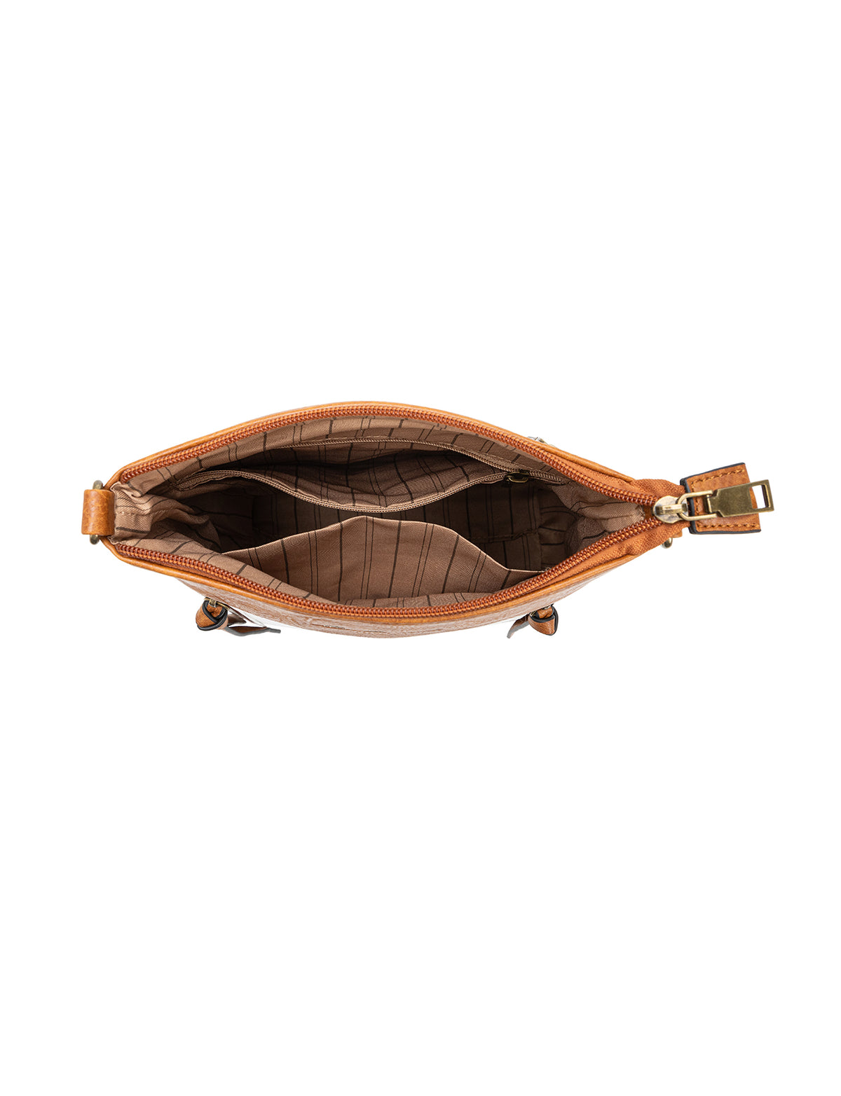 MIRANDA XBODY BAG WITH ZIPS - TAN & WHITE
