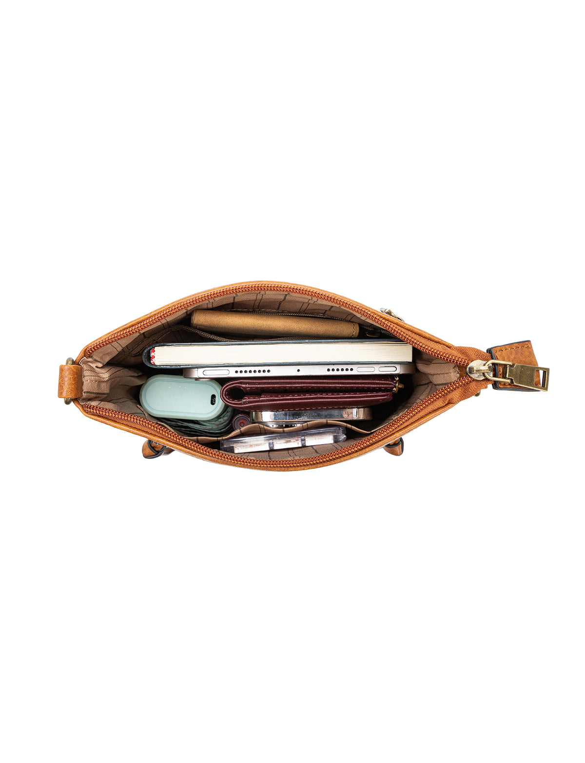 MIRANDA XBODY BAG WITH ZIPS - TAN & WHITE