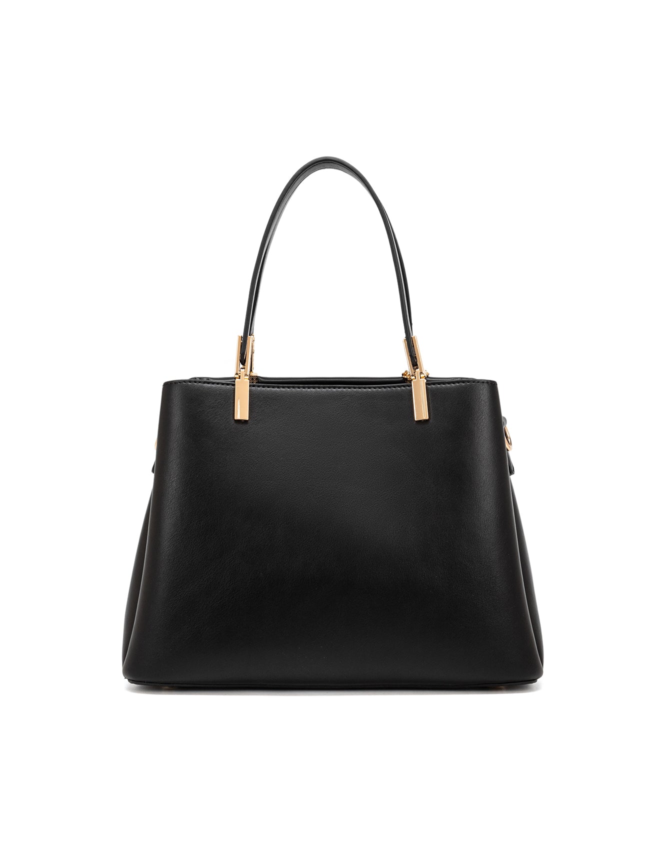 SYDNEY TRIPLE COMPARTMENT BAG WITH RAFFIA DETAIL AND XBODY STRAP - BLACK