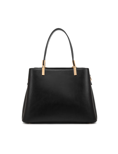 SYDNEY TRIPLE COMPARTMENT BAG WITH RAFFIA DETAIL AND XBODY STRAP - BLACK