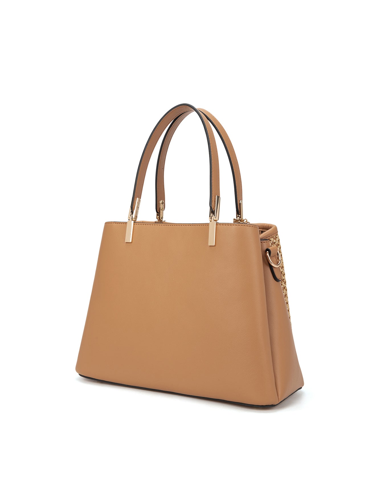 SYDNEY TRIPLE COMPARTMENT BAG WITH RAFFIA DETAIL AND XBODY STRAP - NATURAL
