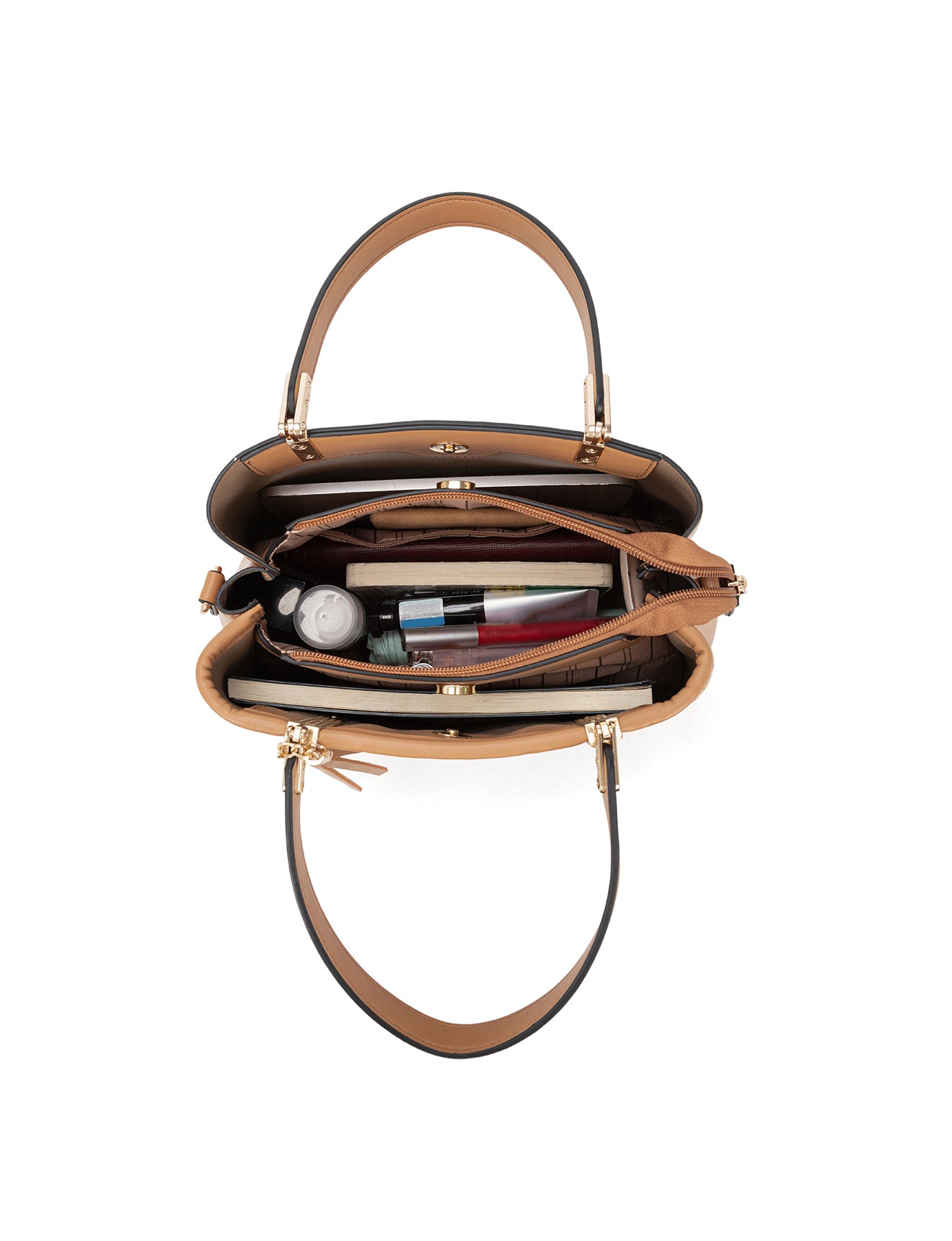 SYDNEY TRIPLE COMPARTMENT BAG WITH RAFFIA DETAIL AND XBODY STRAP - NATURAL