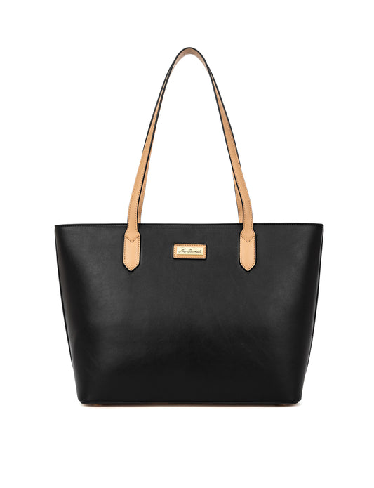 ELIZABETH TOTE - BLACK & CAMEL