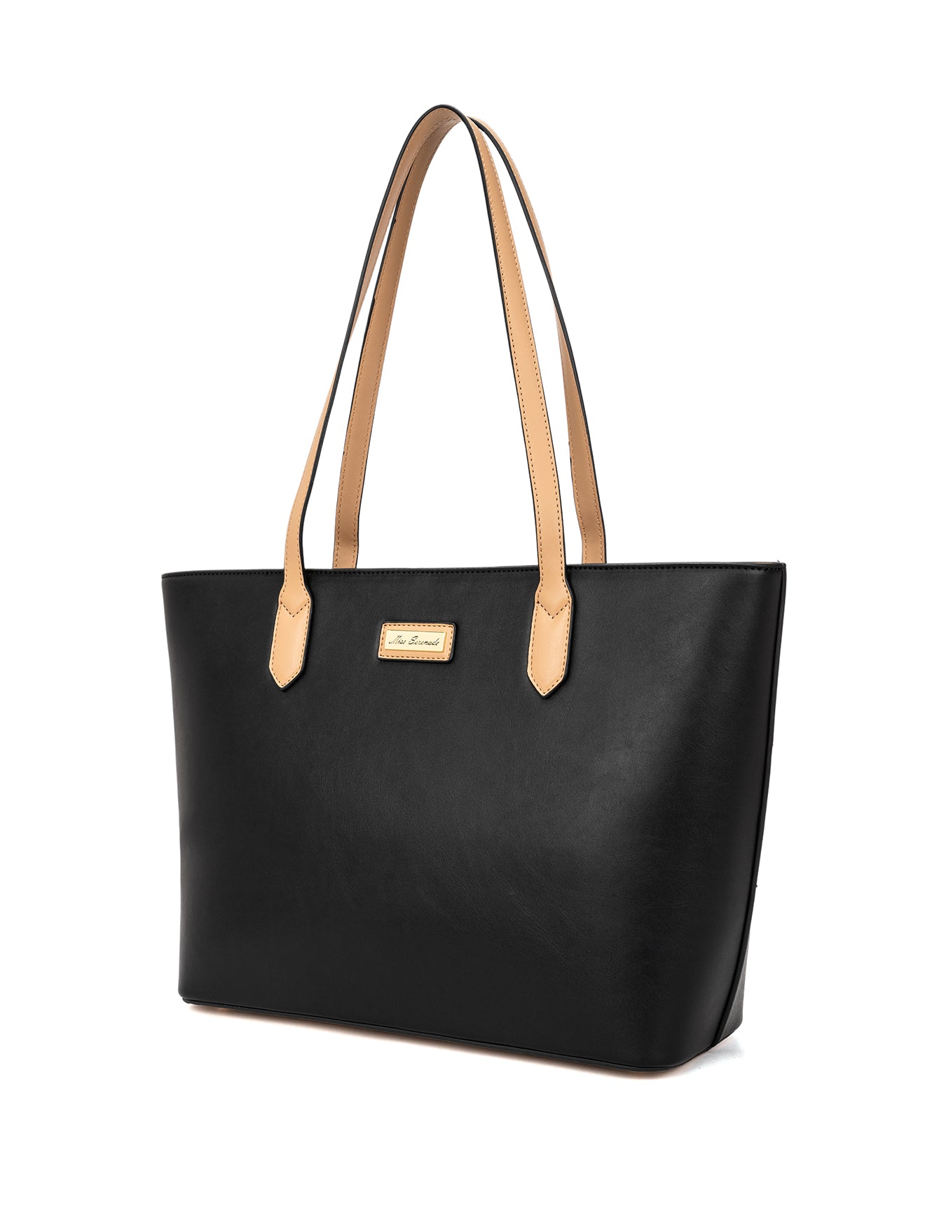 ELIZABETH TOTE - BLACK & CAMEL