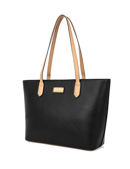 ELIZABETH TOTE - BLACK & CAMEL