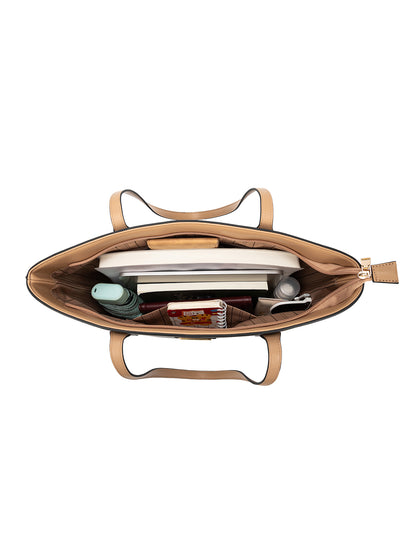 ELIZABETH TOTE - BLACK & CAMEL