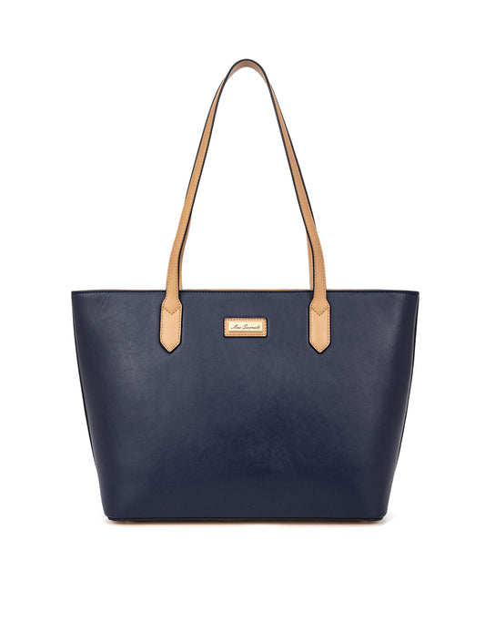 ELIZABETH TOTE - NAVY & CAMEL