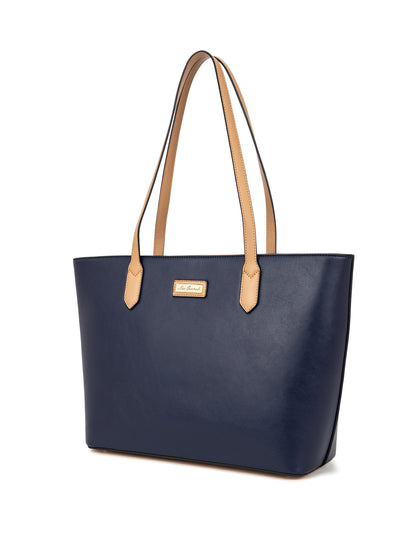 ELIZABETH TOTE - NAVY & CAMEL