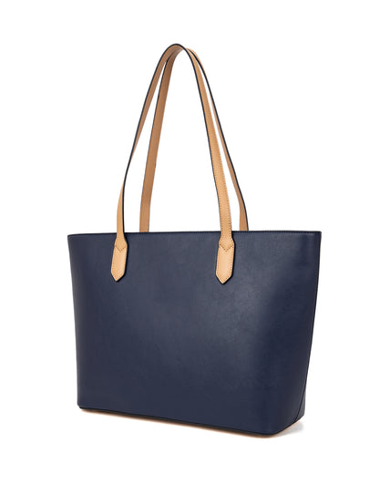 ELIZABETH TOTE - NAVY & CAMEL