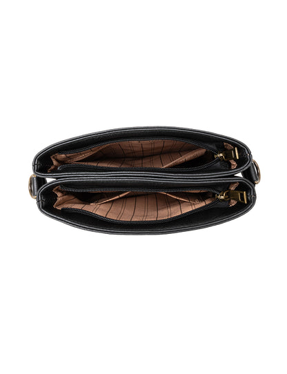 ERIN TRIPLE COMPARTMENT XBODY BAG - BLACK