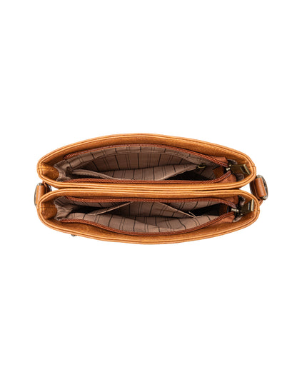 ERIN TRIPLE COMPARTMENT XBODY BAG - TAN
