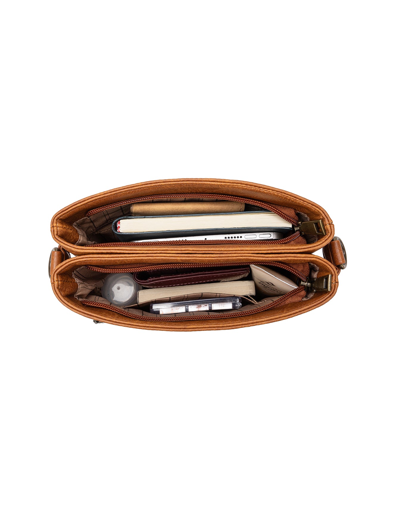 ERIN TRIPLE COMPARTMENT XBODY BAG - TAN