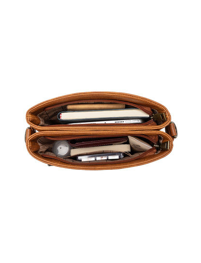 ERIN TRIPLE COMPARTMENT XBODY BAG - TAN