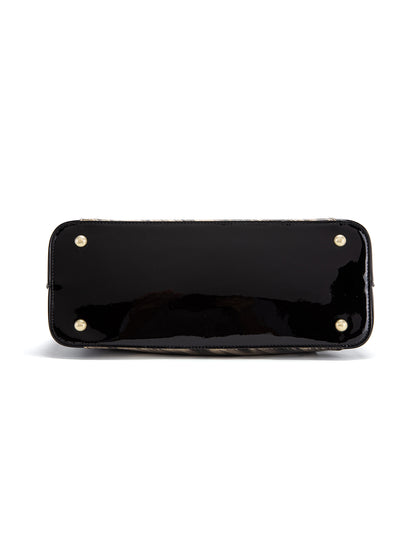 LYRA VEGAN PATENT BAG- XB-2413-GLD/BLK-SALE