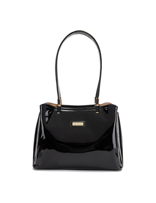SOFIA VEGAN PATENT TRIPLE COMPARTMENT BAG- XB-2414-BLK