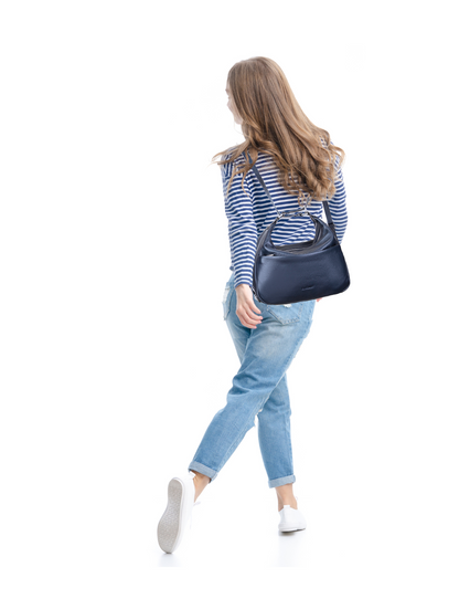 KAYLEIGH CONVERTIBLE LEATHER SHOULDER/BACKPACK-E1-0859-NVY