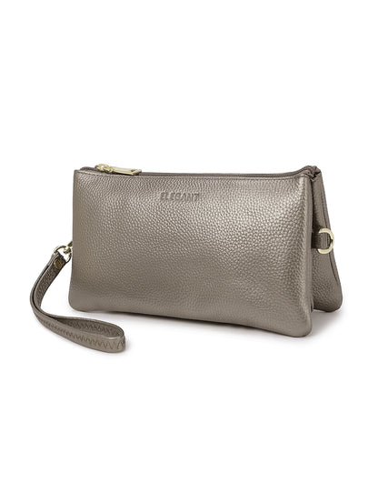 CANDICE LEATHER WALLET WITH SHOULDER STRAP- E1-0809-PEW