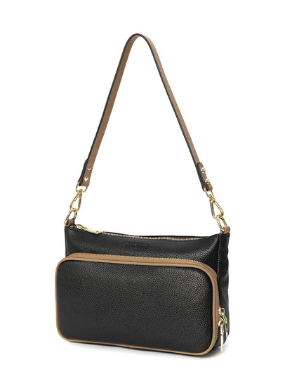 FELICITY LEATHER XBODY BAG- E1-0814A-BLK/CAM