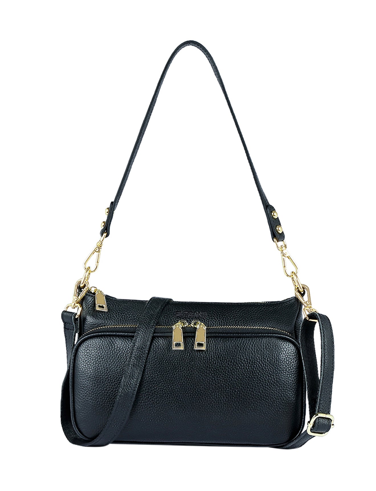 FELICITY LEATHER XBODY BAG- E1-0814A-BLK