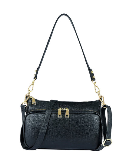 FELICITY LEATHER XBODY BAG- E1-0814A-BLK