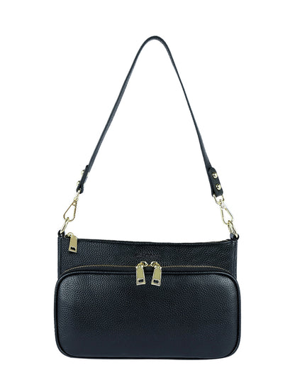 FELICITY LEATHER XBODY BAG- E1-0814A-BLK