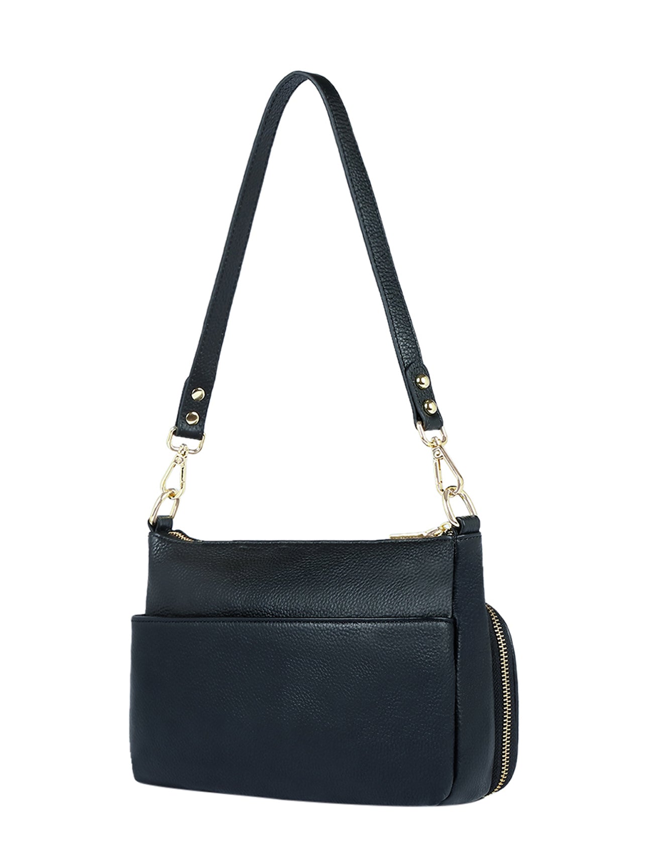 FELICITY LEATHER XBODY BAG- E1-0814A-BLK