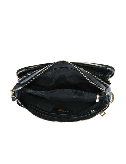 FELICITY LEATHER XBODY BAG- E1-0814A-BLK