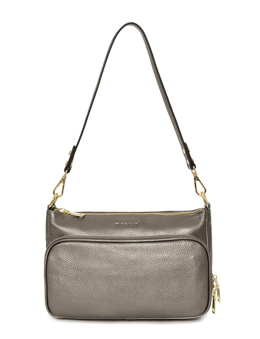 FELICITY LEATHER XBODY BAG- E1-0814A-PEWTER