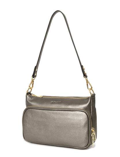 FELICITY LEATHER XBODY BAG- E1-0814A-PEWTER