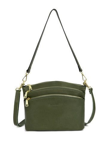 GRACE LEATHER XBODY BAG- E1-0818-OLIVE- NEW IN