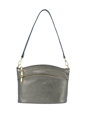 GRACE LEATHER XBODY BAG- E1-0818-PEWTER