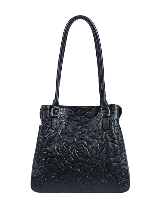 RAFAELLA LEATHER SHOULDER BAG- E1-0827-BLACK