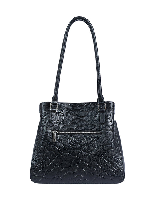 RAFAELLA LEATHER SHOULDER BAG- E1-0827-BLACK