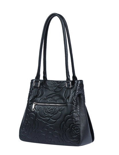 RAFAELLA LEATHER SHOULDER BAG- E1-0827-BLACK