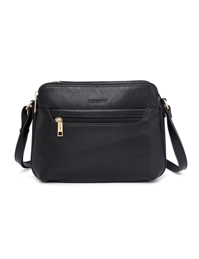 BROOKE TRIPLE COMPARTMENT LEATHER XBODY BAG- E1-0828-BLK- NEW IN ...