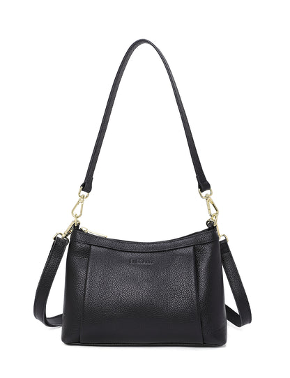 MARCIA LEATHER XBODY BAG- BLACK- E1-0830-BLK