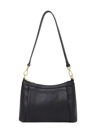 MARCIA LEATHER XBODY BAG- BLACK- E1-0830-BLK
